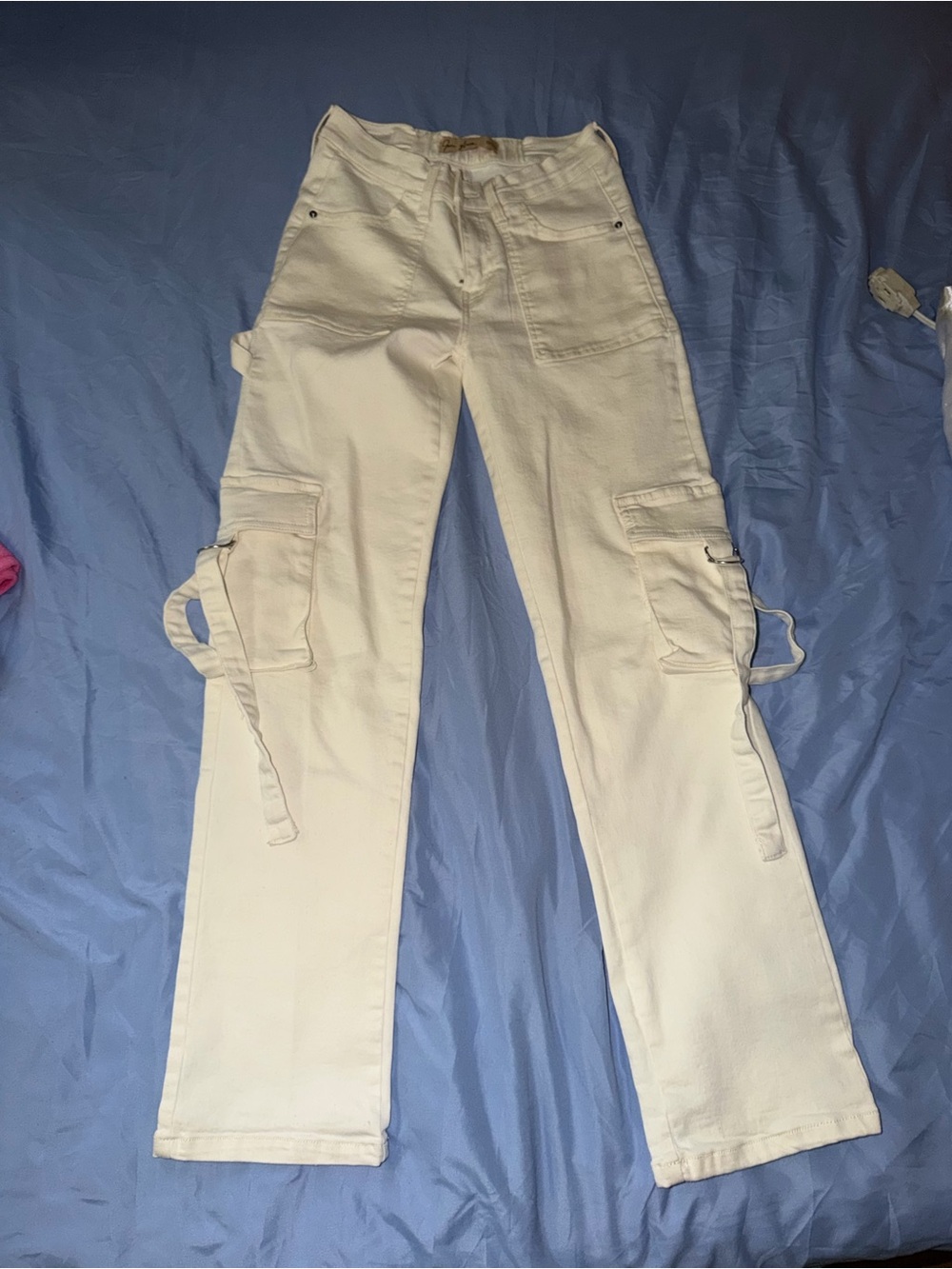 Women’s Cream Cargo Utility Jeans